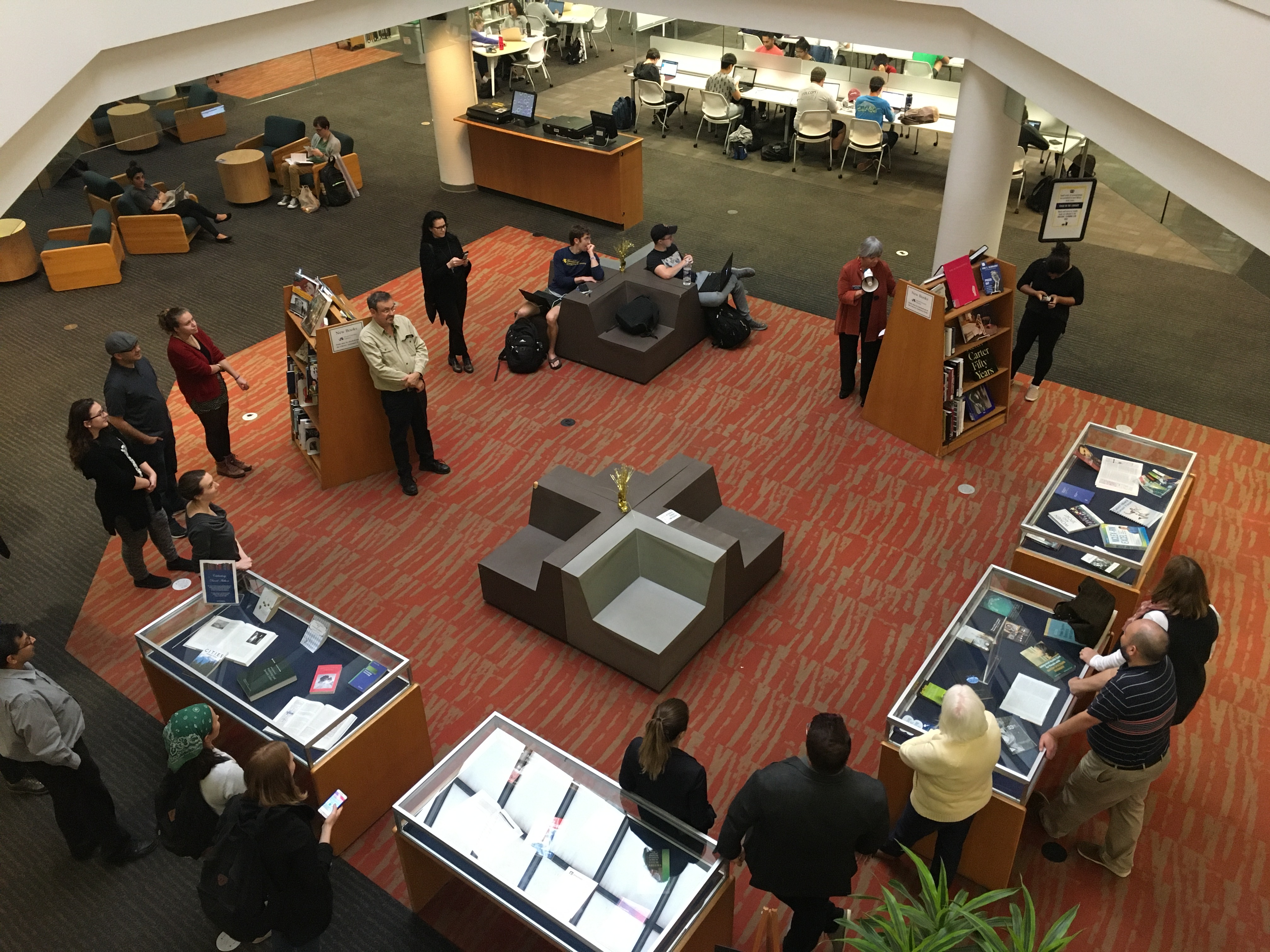 A view of the Hagerty lobby looking down from the 2nd floor